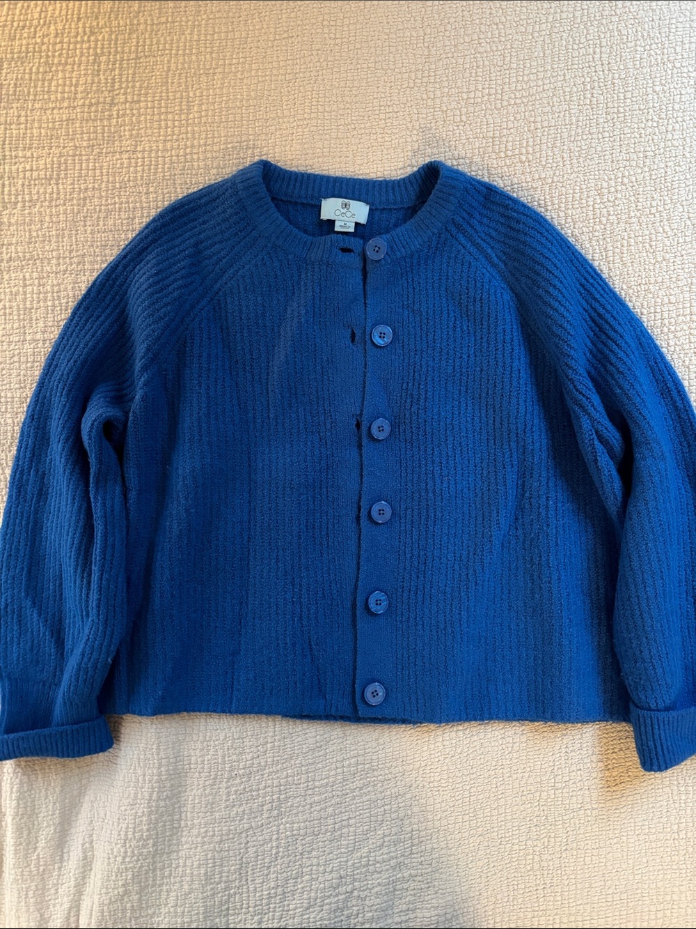 CeCe Royal Blue Button-Front Cardigan